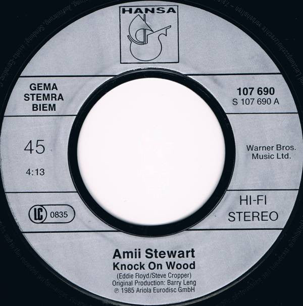 Amii Stewart : Knock On Wood (Ash 48) / Light My Fire (137 Disco Heaven) (New Remix) (7", Single)