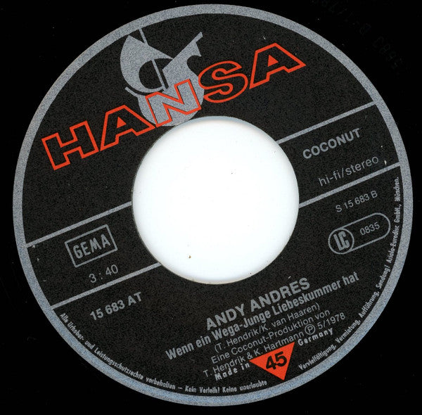 Andy Andres : A² • B • √piep (Matchstalk Men) (7", Single)