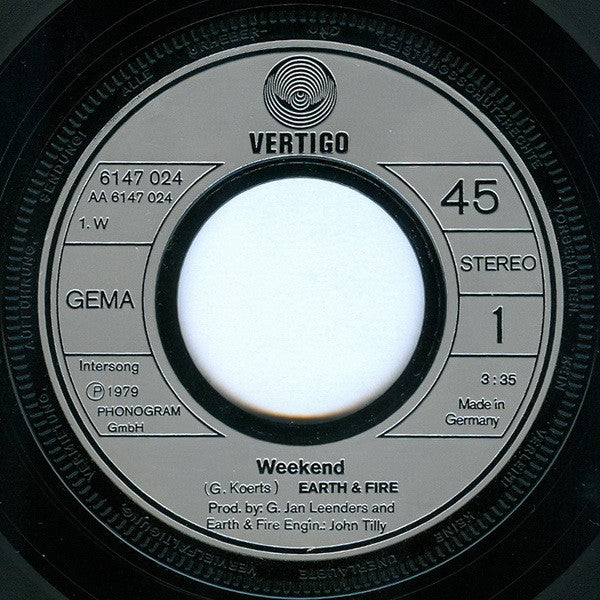 Earth And Fire : Weekend (7", Single)
