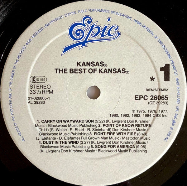Kansas (2) : The Best Of Kansas (LP, Comp, RE, RM)