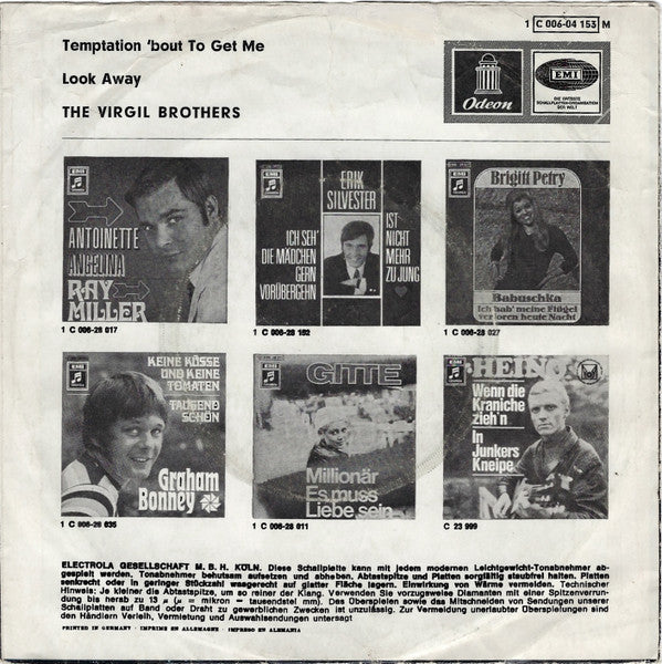 The Virgil Brothers : Temptation 'Bout To Get Me / Look Away (7", Single, Mono)