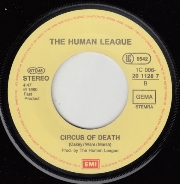 The Human League : Being Boiled / Circus Of Death (7", Single, RE)
