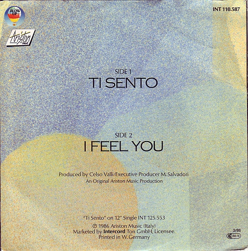 Matia Bazar : Ti Sento (7", Single)