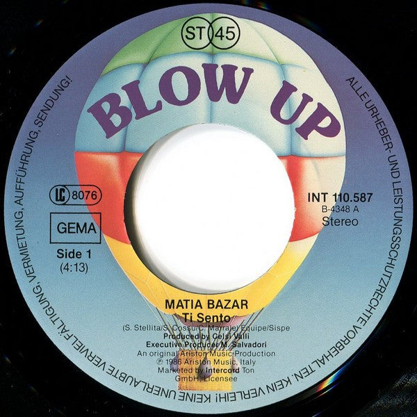 Matia Bazar : Ti Sento (7", Single)