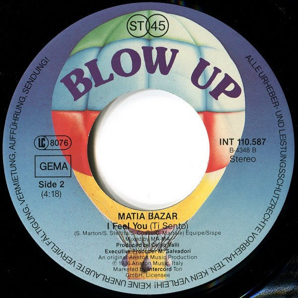 Matia Bazar : Ti Sento (7", Single)