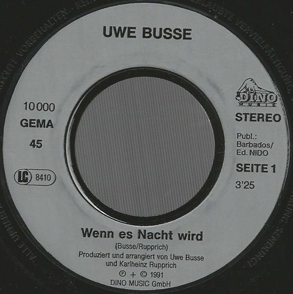 Uwe Busse : Wenn Es Nacht Wird (7", Single)