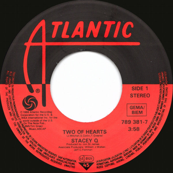 Stacey Q : Two Of Hearts (7", Single)