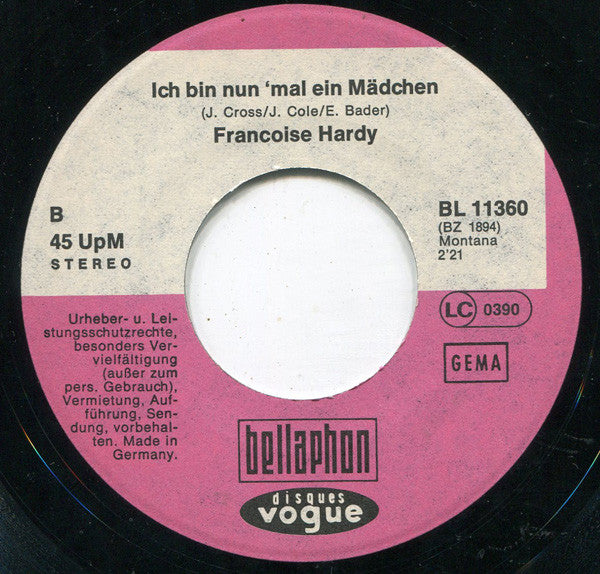 Francoise Hardy* : Frag' Den Abendwind / Ich Bin Nun 'Mal Ein Mädchen (7", Single)