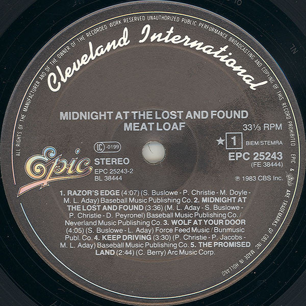 Meat Loaf : Midnight At The Lost And Found (LP, Album)