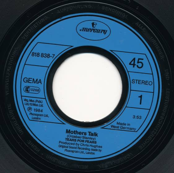 Tears For Fears : Mothers Talk (7", Single)
