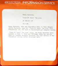 Rocky Burnette : Tired Of Toein' The Line (7", Single)