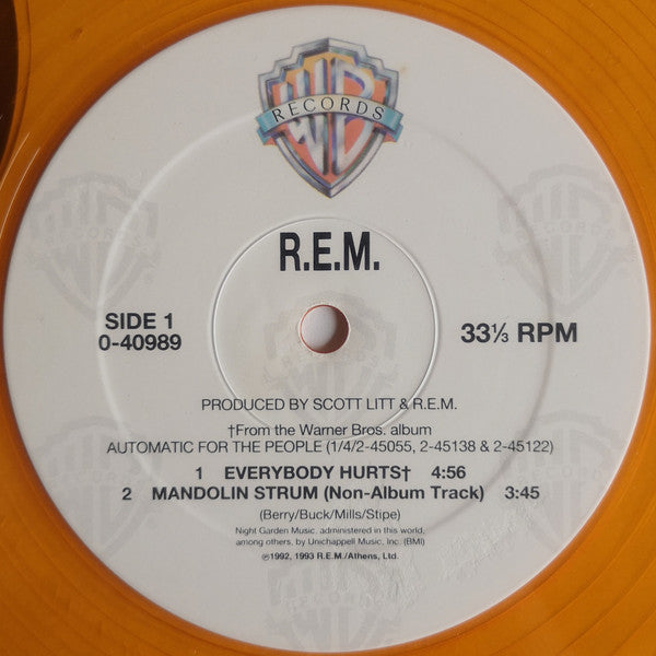 R.E.M. : Everybody Hurts (12", Maxi, Ora)