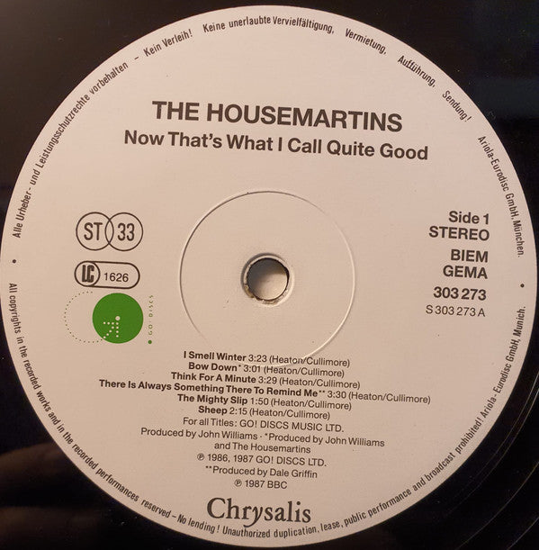 The Housemartins : Now That's What I Call Quite Good (2xLP, Comp, Gat)