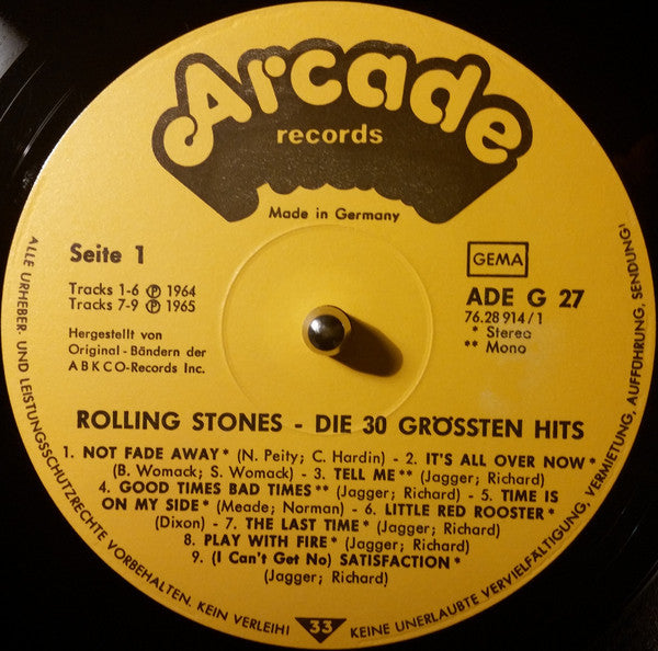 Rolling Stones* : Die 30 Größten Hits In Originalaufnahmen (2xLP, Comp, Mono, Gat)