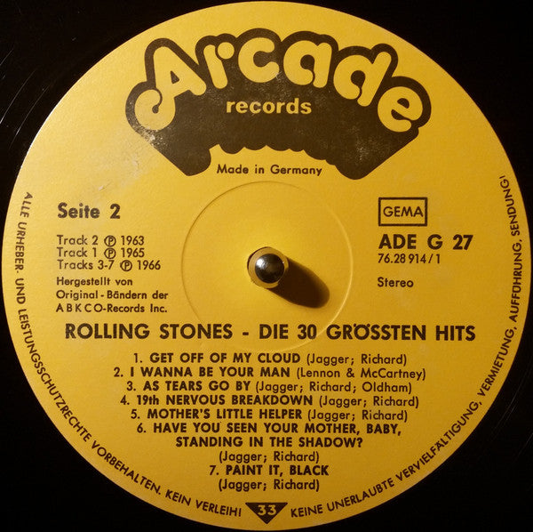 Rolling Stones* : Die 30 Größten Hits In Originalaufnahmen (2xLP, Comp, Mono, Gat)