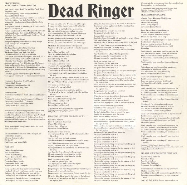 Meat Loaf : Dead Ringer (LP, Album, Whi)