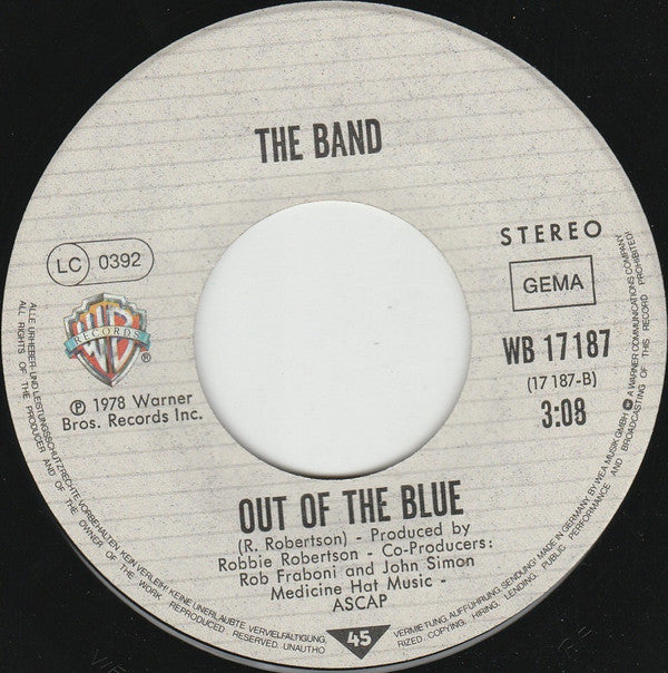 The Band : The Last Waltz (Original Titelmelodie Aus Dem Gleichnamigen Film) (7", Single)