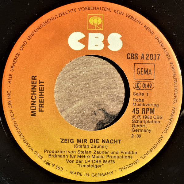 Münchener Freiheit : Zeig Mir Die Nacht (7", Single)