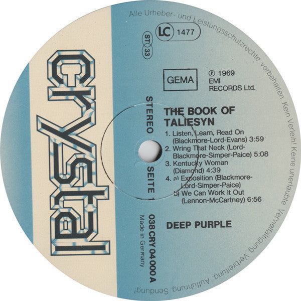 Deep Purple : The Book Of Taliesyn (LP, Album, RE, Gat)