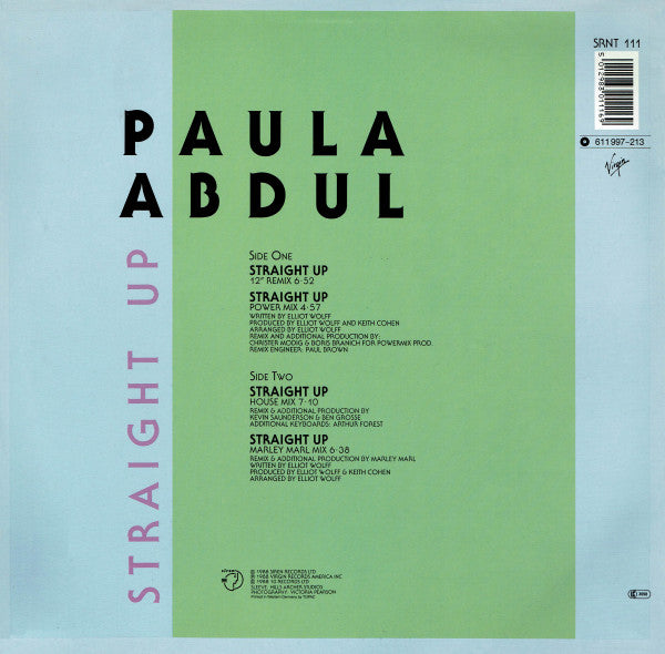 Paula Abdul : Straight Up (12", Single, Gre)