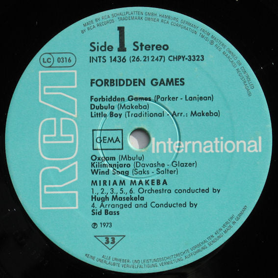 Miriam Makeba : Forbidden Games (LP, Comp, RE)