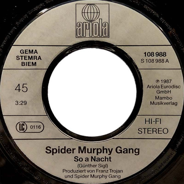 Spider Murphy Gang : So A Nacht (7", Single)