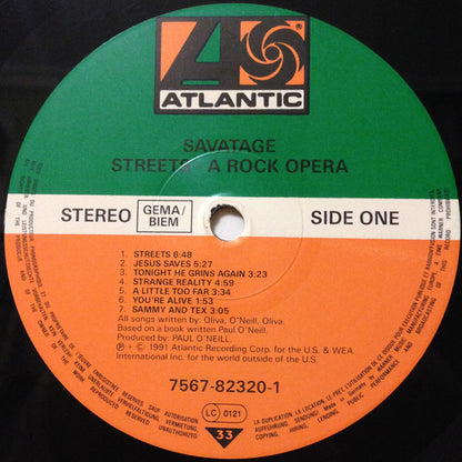 Savatage : Streets (A Rock Opera) (LP, Album)