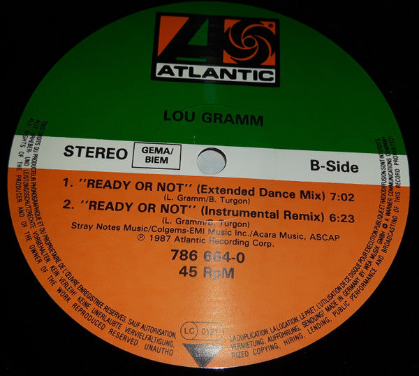 Lou Gramm : Ready Or Not (Rock Remix) (12", Single)