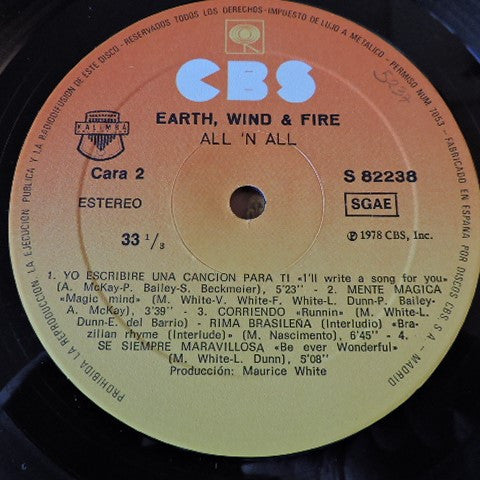 Earth, Wind & Fire : All 'N All (LP, Album, Gat)