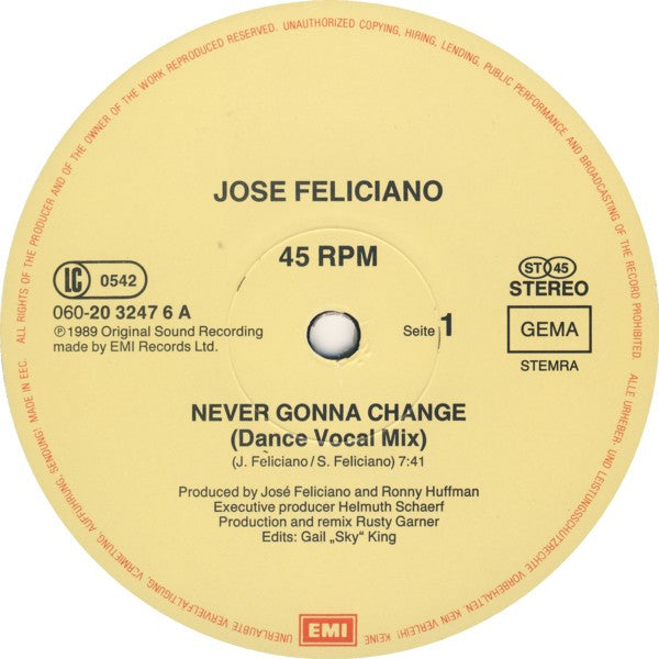 José Feliciano : Never Gonna Change (12")