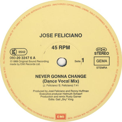 José Feliciano : Never Gonna Change (12")
