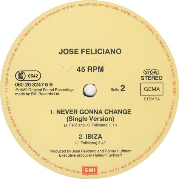 José Feliciano : Never Gonna Change (12")