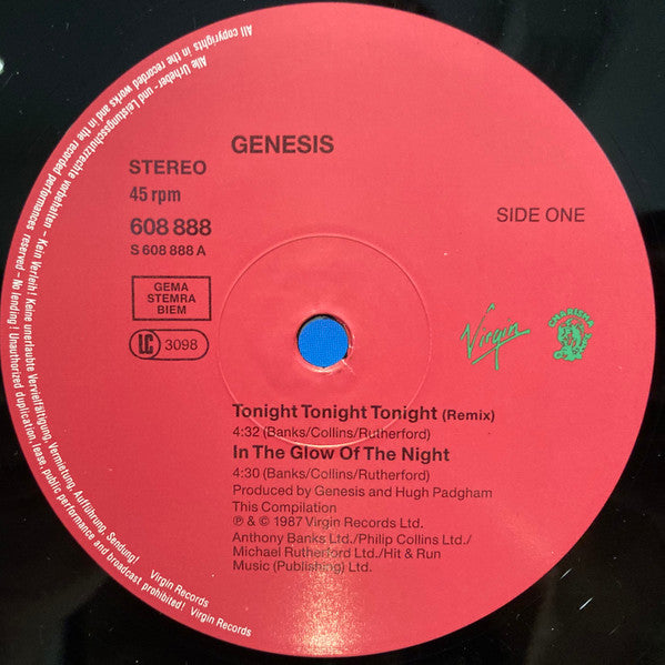 Genesis : Tonight, Tonight, Tonight (Remix Long Version) (12", Maxi)