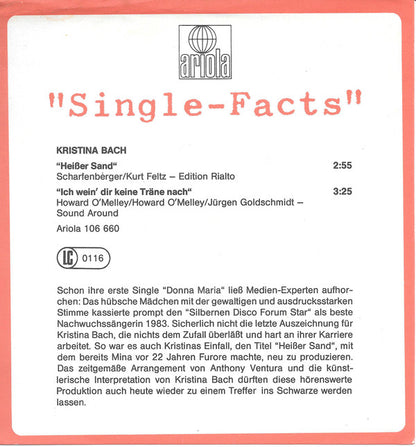 Kristina Bach : Heißer Sand (7", Single)