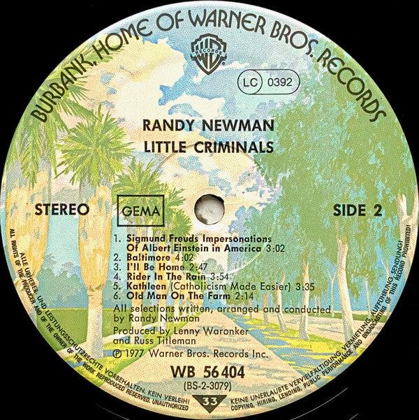 Randy Newman : Little Criminals (LP, Album, RP)