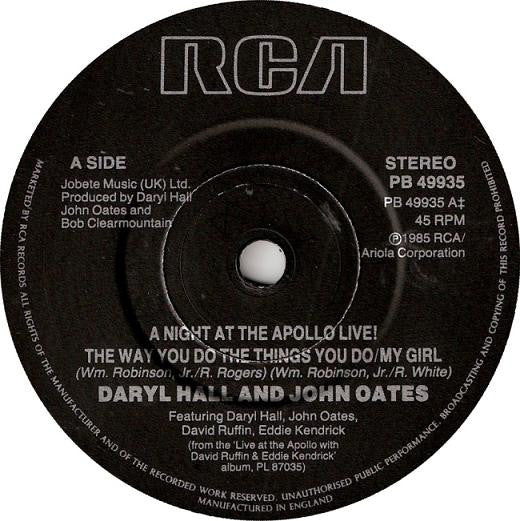 Daryl Hall & John Oates Featuring David Ruffin & Eddie Kendricks : A Nite At The Apollo Live! (7", Single)
