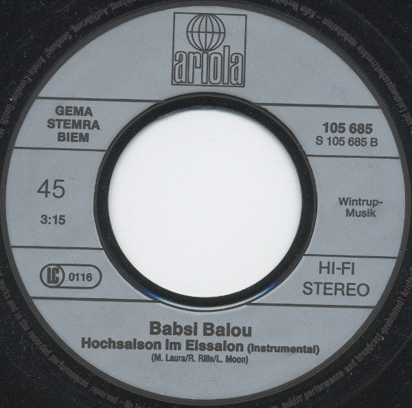 Babsi Balou : Hochsaison Im Eissalon (7", Single)