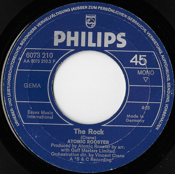 Atomic Rooster : Devil's Answer / The Rock (7", Single, Mono)