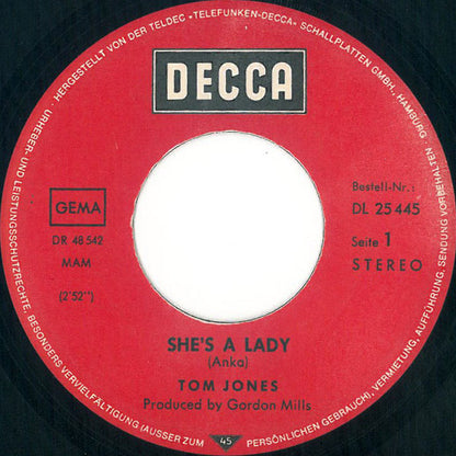 Tom Jones : She's A Lady (7", Single)