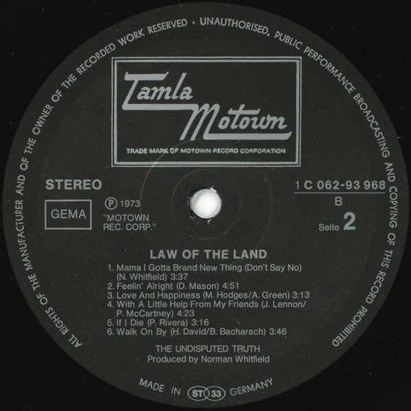 Undisputed Truth* : Law Of The Land (LP, Album)