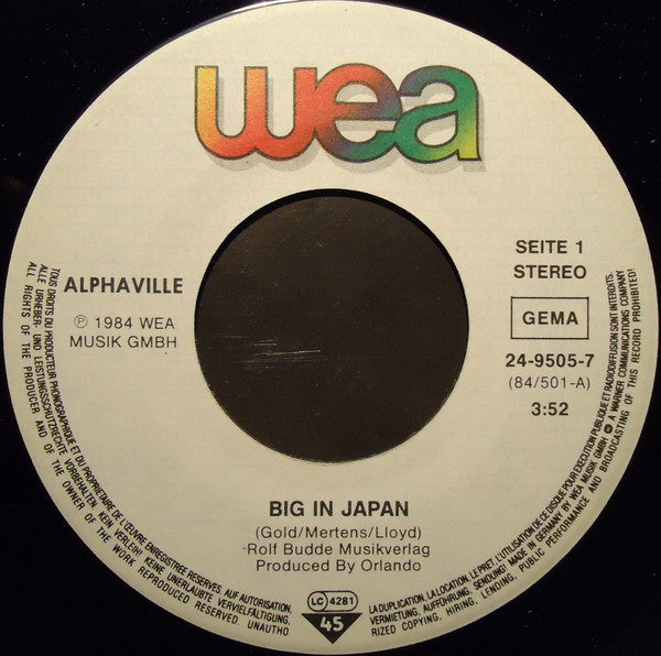 Alphaville : Big In Japan   (7", Single)