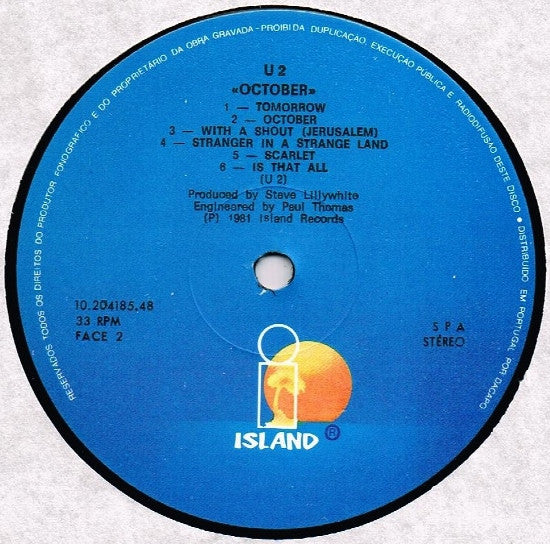 U2 : October (LP, Album, RE)