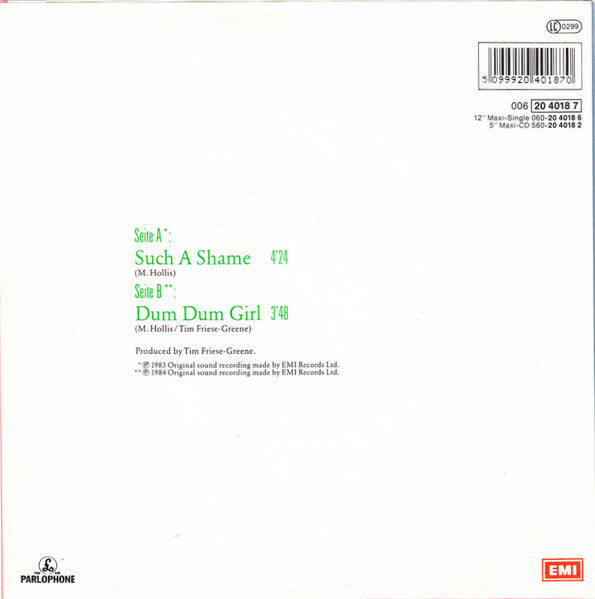 Talk Talk : Such A Shame (7", Single)