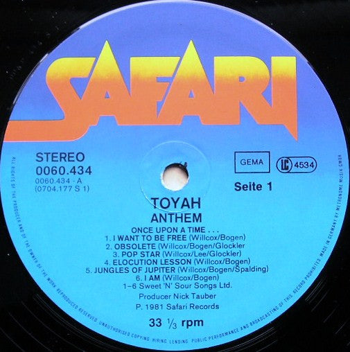 Toyah (3) : Anthem (LP, Album)