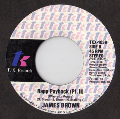 James Brown : Rapp Payback (Where Iz Moses) (7", Styrene, She)
