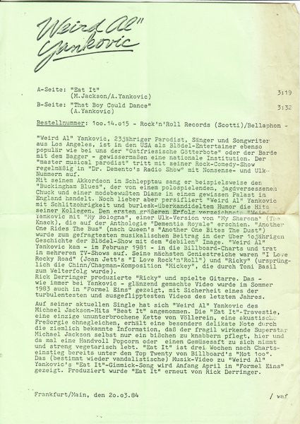 "Weird Al" Yankovic : Eat It (7", Single)