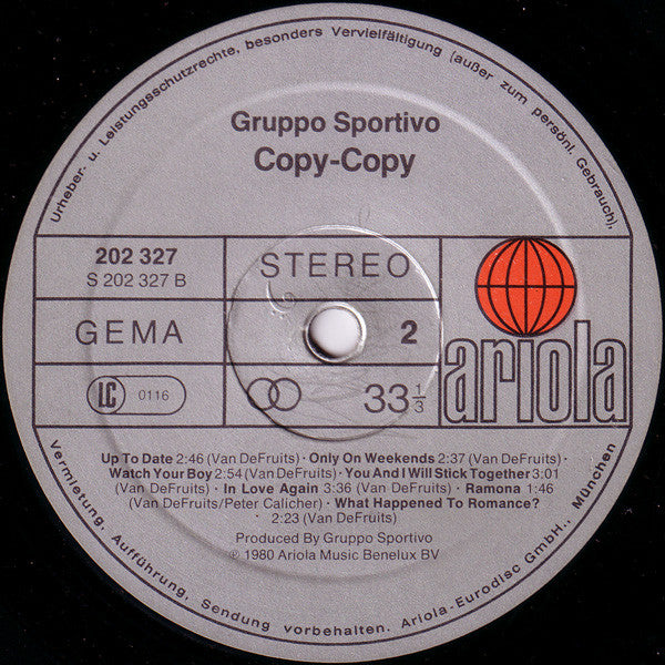 Gruppo Sportivo : Copy Copy (LP, Album, RP)