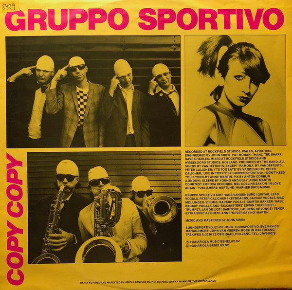 Gruppo Sportivo : Copy Copy (LP, Album, RP)