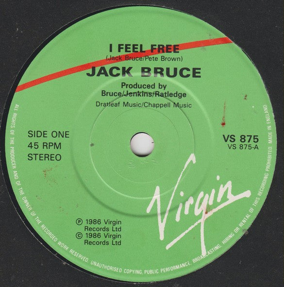 Jack Bruce : I Feel Free (7", Single)
