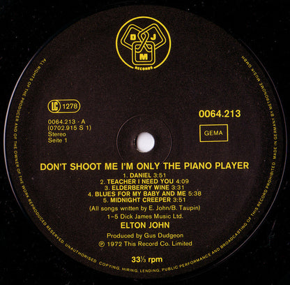 Elton John : Don't Shoot Me I'm Only The Piano Player (LP, Album, RE)